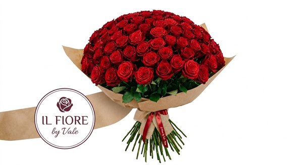 Bouquet Esclusivo di 100 Rose Rosse a Gambo Lungo