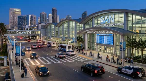 San Diego International Airport exterior terminal; contact Jason Ronis Law, a specialized criminal defense and DUI attorney in San Diego for legal assistance.