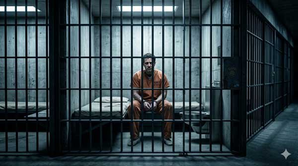 Inmate sitting in a prison cell; contact Jason Ronis Law, a top-rated criminal defense and DUI attorney in San Diego, for aggressive legal representation.