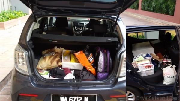 The Axia pictured filled with an approximation of what a "metric roomful" of things might be.