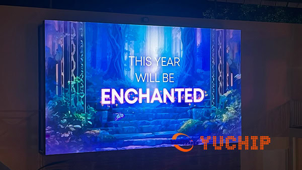 Close-up of the installed outdoor LED display showing clear, high-resolution content at a hotel in Barbados