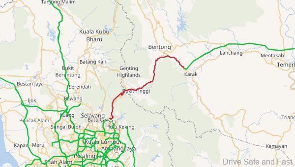 map showing Karak highway