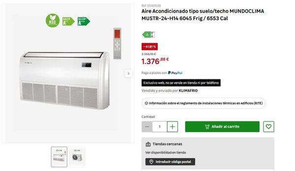 aire acondicionado split tipo suelo techo serie mustr h14 mundoclima