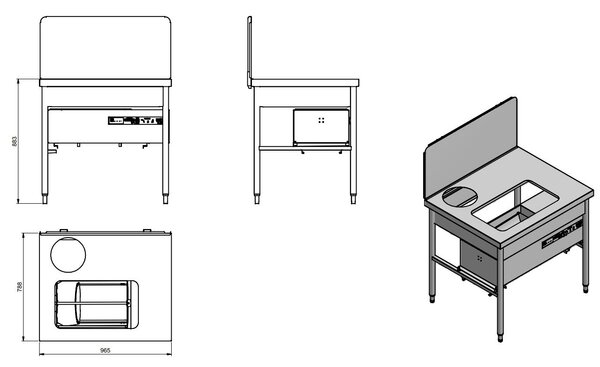 Quality Industries 38"Table w/Sifter&Backpanel,120V RH - Image 3