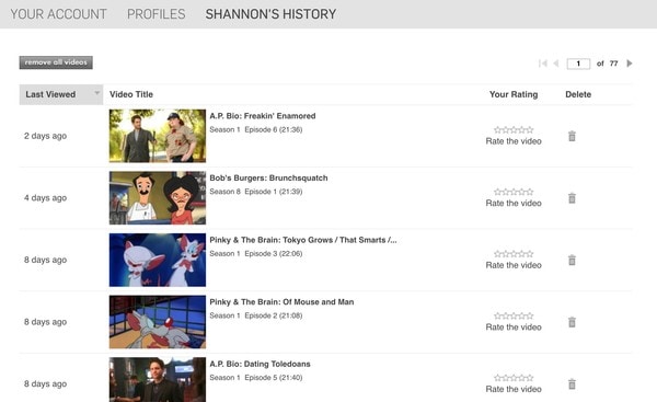 Remove Viewing History Hulu