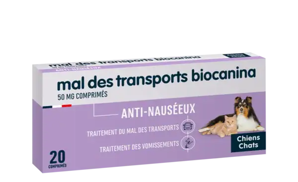 Biocanina Mal des Transports 50 mg – Chien et Chat 20 cp