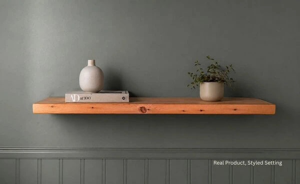 Silver City 2" Thick Solid Wood Floating Shelves | Rough Cut Modern Lumber | 8 Colors, 52 Sizes, Custom Available | Handmade in NY | Hemlock Larch Pine | Free Shipping - Image 9