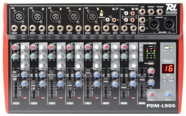 Power Dinamics PDM-L905 Music Mixer 9-Channel MP3/ECHO
