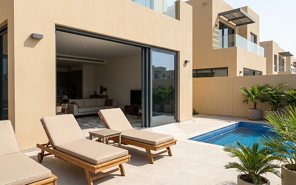 Lift-and-slide aluminium doors on a Palm Jumeirah home