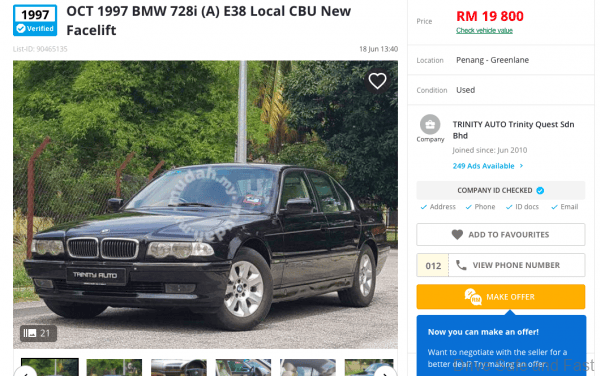 BMW 7 Series E38_used buy