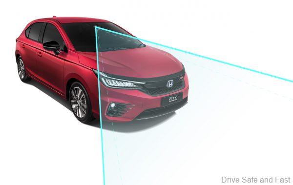 Front of the Honda City Hatchback with Sensing graphic