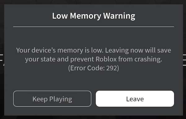 Roblox Error Code 292