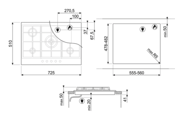 Газовая варочная панель PX375MB