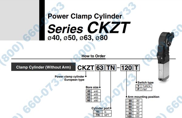 cilindro de abrazadera de potencia smc
