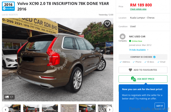 Plug-In Hybrid Volvo XC90 used price