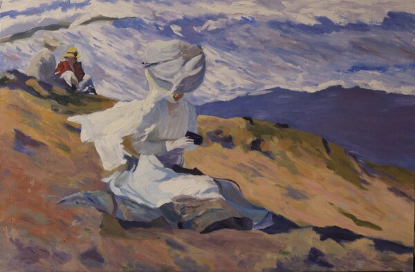 Oil painting study after Joaquín Sorolla’s Instantánea, Biarritz, painted by Andrea Bocedi