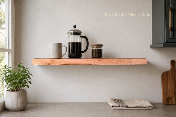 Silver City 2" Thick Solid Wood Floating Shelves | Rough Cut Modern Lumber | 8 Colors, 52 Sizes, Custom Available | Handmade in NY | Hemlock Larch Pine | Free Shipping - Image 17