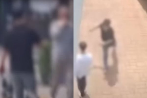 조선이 흉기를 휘둘러 사람을 다치게 하는 장면입니다.[칼부림사건 ]