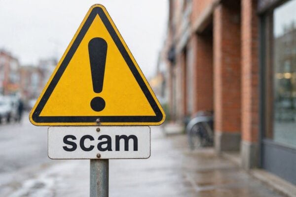 scam warning sign image