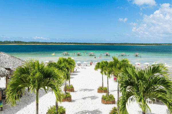 Paradise lagoon from above in Jericoacoara, Ceara, Brazil