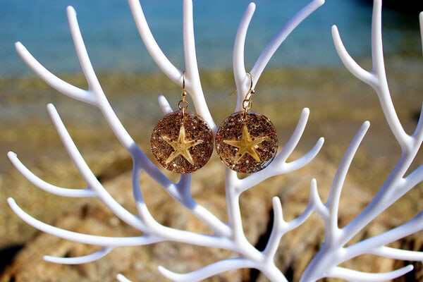 Boucles d'oreille "Stars" - boucles d'oreille de sirène - bijoux Galatée Merveilles - bijoux de sirène - bijoux coquillage - bijoux fantaisies