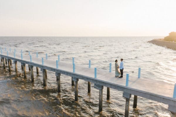 Aerial Prewedding photo thailand bride beach