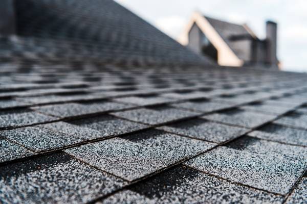 Close up of black shingle roof.