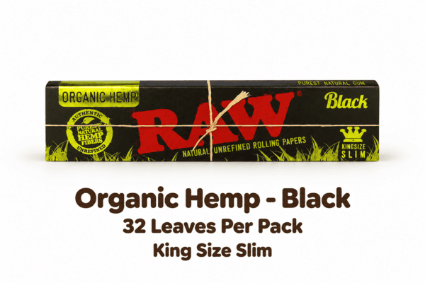 RAW-Organic Hemp Black-King Size Slim- 32 of Each