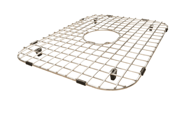 Sink Grid, Stainless Steel, Black Feet, Center Drain Hole, 17"x13.25"