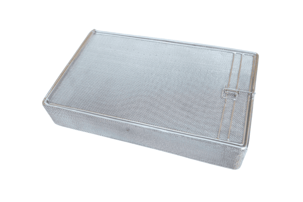 Parts Washing Basket, Mesh, Stainless Steel, with Latching Mechanism, 380x228x75mm, ~15"x9"x3" - Image 6