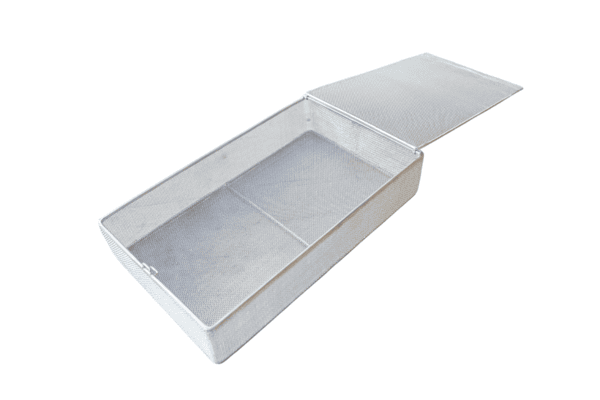 Parts Washing Basket, Mesh, Stainless Steel, with Latching Mechanism, 380x228x75mm, ~15"x9"x3" - Image 3