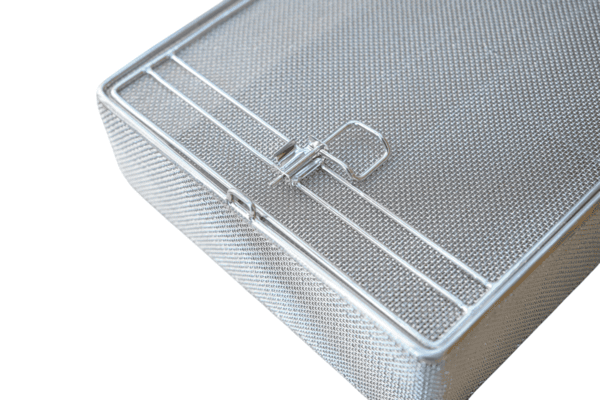 Parts Washing Basket, Mesh, Stainless Steel, with Latching Mechanism, 380x228x75mm, ~15"x9"x3" - Image 2