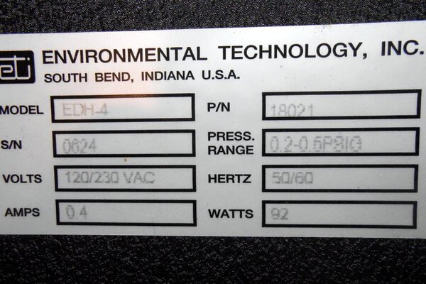 ENVIRONMENTAL TECHNOLOGY EDH-4 DEHYDRATOR - Image 3