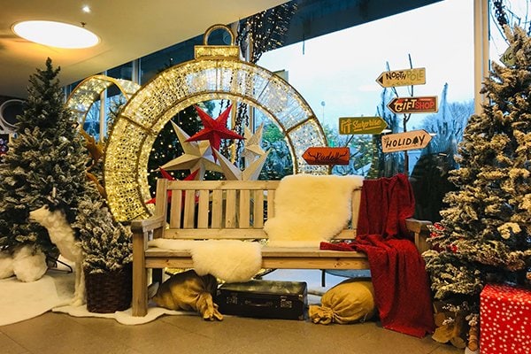 Fotohoek met kerstbank