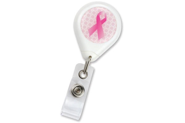 No-Twist Breast Cancer Awareness Badge Reels w/ Belt Clip