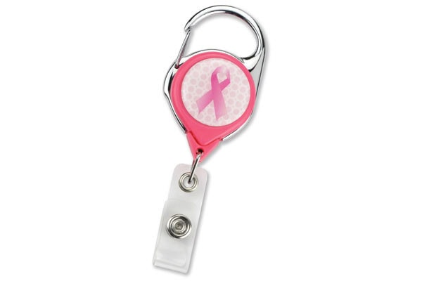 No-Twist Breast Cancer Awareness Carabiner Badge Reels