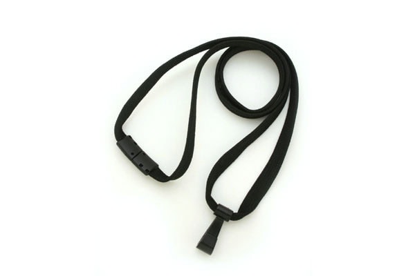 3/8 Black Breakaway Lanyard with Wide Plastic Hook - 100 per pack
