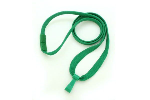 3/8 Green Breakaway Lanyard with Wide Plastic Hook - 100 per pack