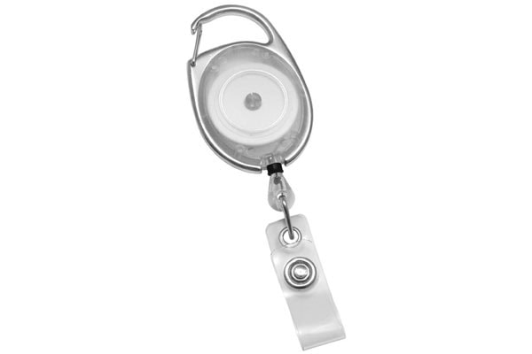 Translucent Carabiner Badge Reels - Clear - Clear Strap - 100 per pack Translucent Carabiner Badge Reels - Clear - Clear Strap - 100 per pack