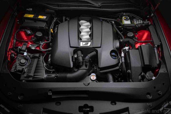 5.0L V8 Lexus IS 500 engine view