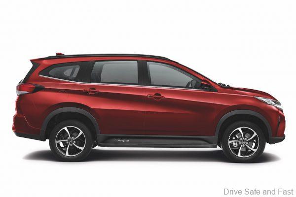 2021 Perodua Aruz AV in Passion Red Studio Shot Side Profile exterior