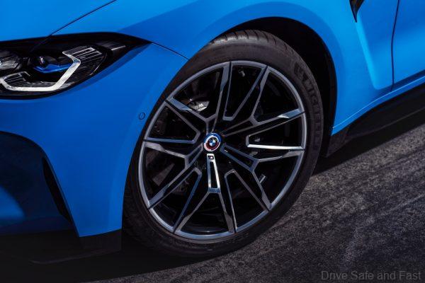 BMW M3 with BMW M classic Motorsport emblems on wheels