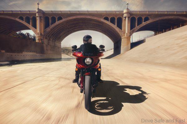 Harley Davidson Low Rider El Diablo in motion head on