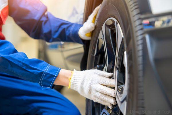 check and changing a car tyre