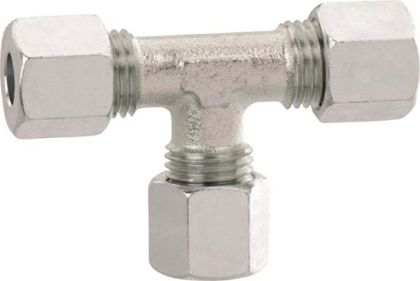 T-stuk Knelkoppeling Staal 8 mm / 10 mm