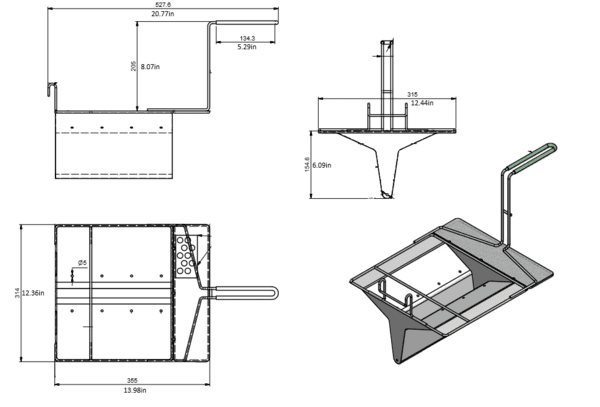 Quality Industries Stainless Steel Sediment Tray, 314mmx355mm, 5mm Holes, Green Handle - Image 2