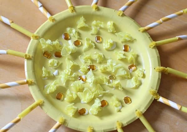 paper plate sun craft with jewels
