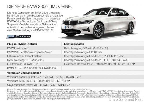 BMW 330e Plug-In Hybrid specifications
