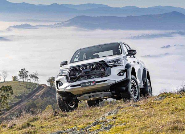 Toyota Hilux GR Sport front end with background mountains