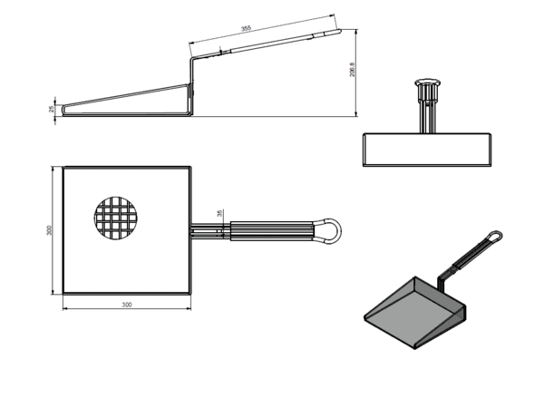 Quality Industries Stainless Steel Fry Shovel with 355mm Handle, 300x300mm (12"x12") - Image 2
